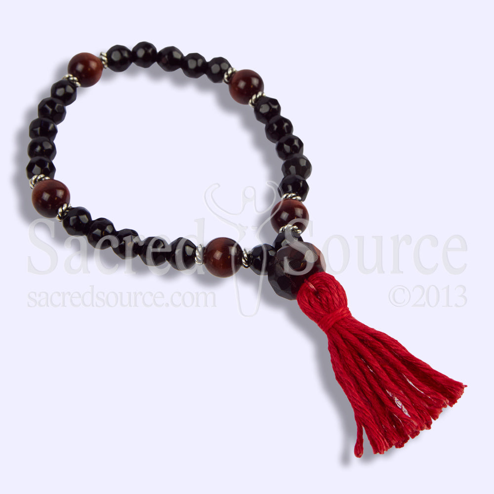 Black Obsidian Red Tiger Eye Wrist Mala