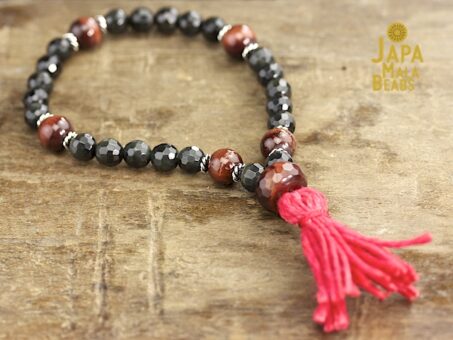 Black Obsidian Red Tiger Eye Wrist Mala
