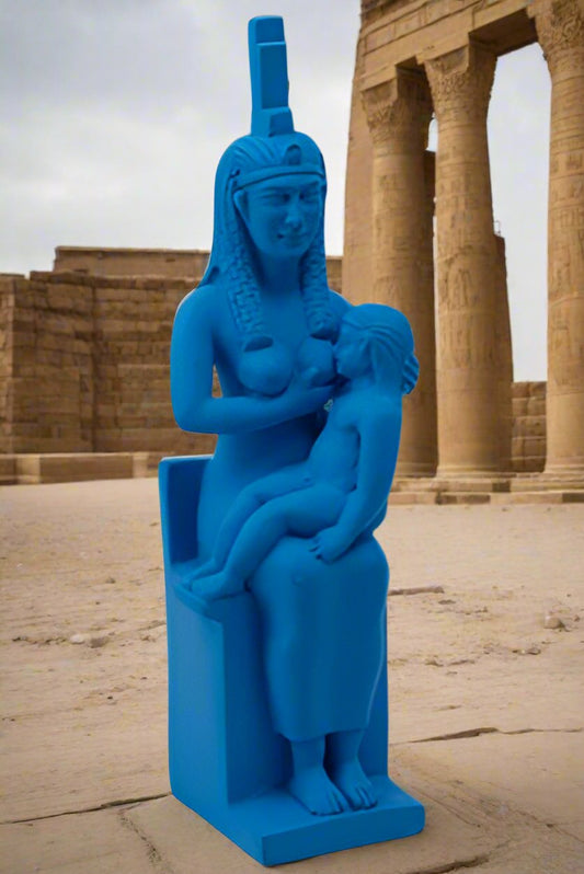 Isis Egyptian Faience Blue Goddess statue