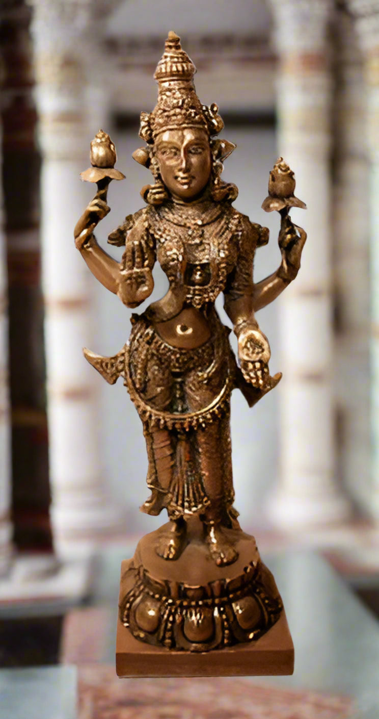 Laxshmi Hindu Goddess statue cold cast bronze