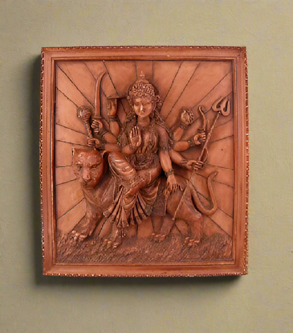 Hindu Durga Devi Tiger Goddess plaque