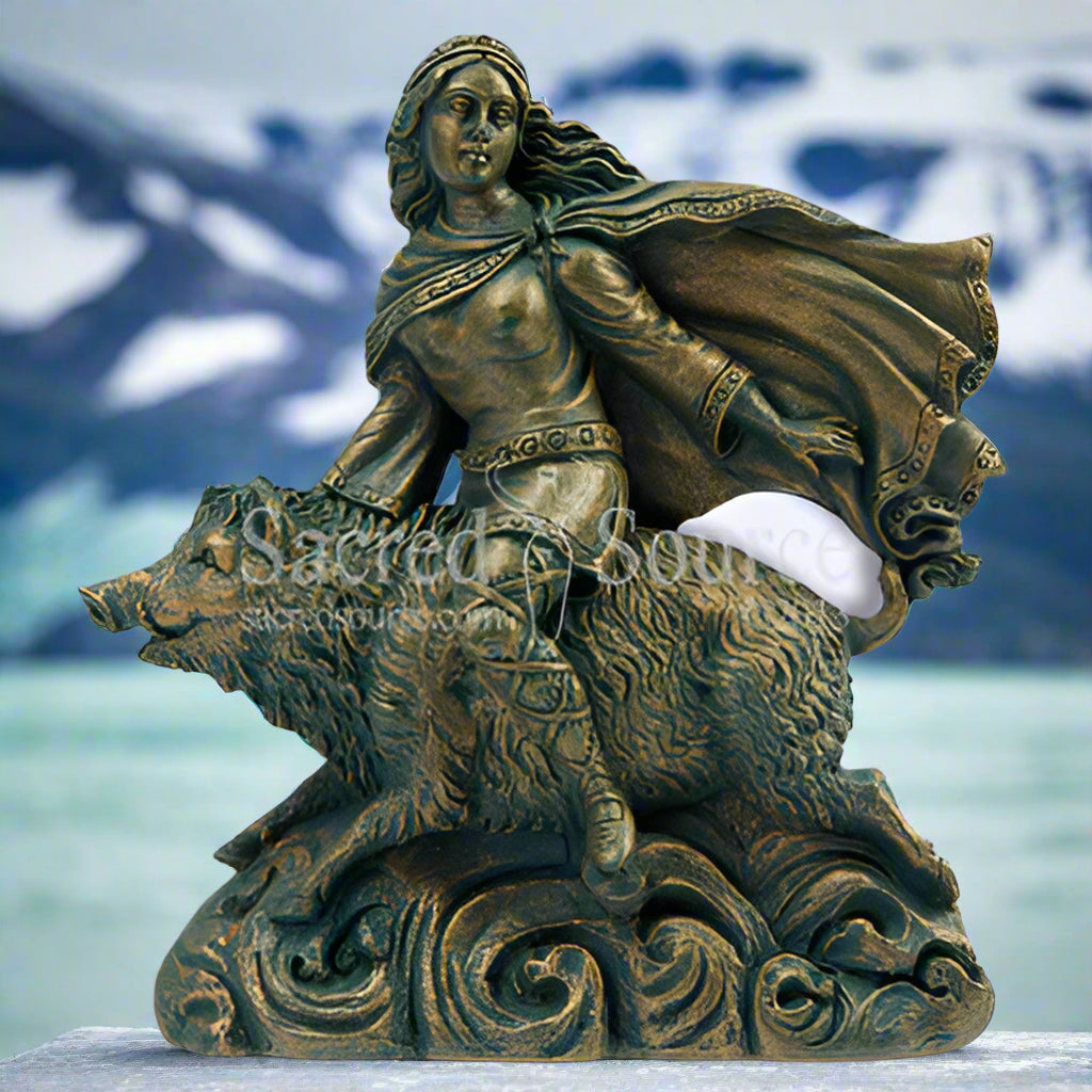 Freya Boar Norse Goddess statue