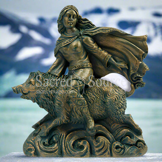 Freya Boar Norse Goddess statue