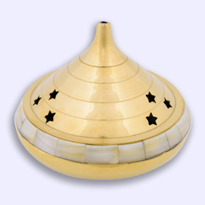 Brass Mother of Pearl Temple Burner 4 inch