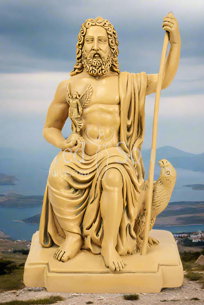 Zeus Greek God Jupiter Thunder Statue Figurine Gold Alabaster 10.03 Inch Zeus Greek God Jupiter Thunder Statue Figurine Gold Alabaster 10.03 Inch