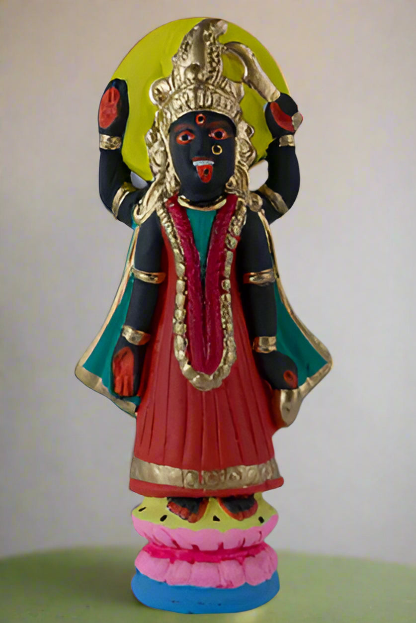 Kali Hindu Dark Mother Goddess mini statue Ganges River clay