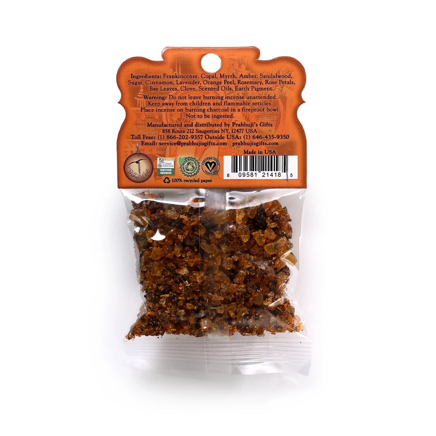 Prabhujis Ananda Clearing Negativity Resin Incense