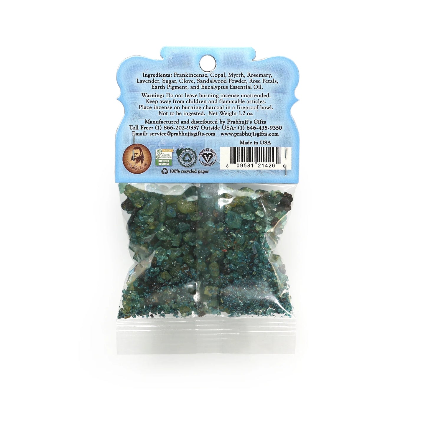 Prabhujis Throat Chakra Resin Incense