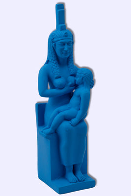 Isis Egyptian Faience Blue Goddess statue