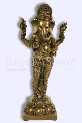 Ganesh Hindu God standing statue cold cast bronze