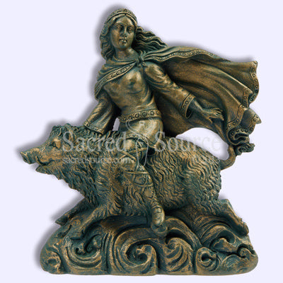 Freya Boar Norse Goddess statue