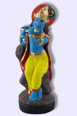 Krishna Hindu God mini statue Ganges River clay