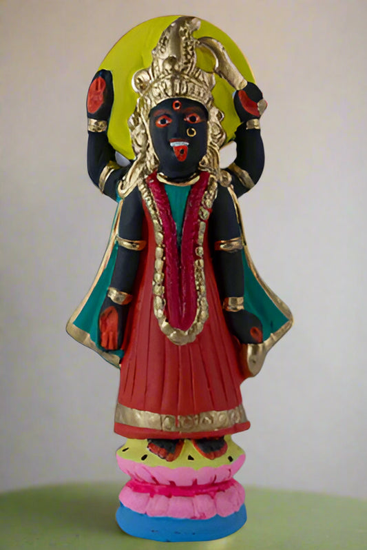 Kali Hindu Dark Mother Goddess mini statue Ganges River clay