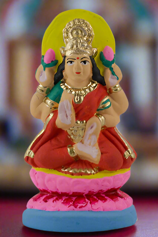 Laxshmi Hindu Good Luck Goddess mini statue Ganges clay